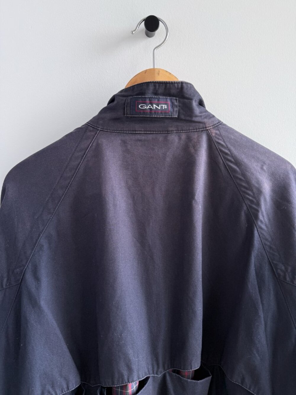 Gant Harrington Jacket Navy Cotton Tartan Plaid Lined Vintage 90s Bomber XL - Picture 8 of 10